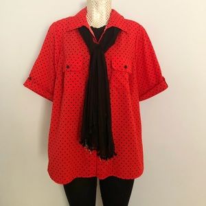 Kim Rogers | Plus Size Red Polka Dot Top